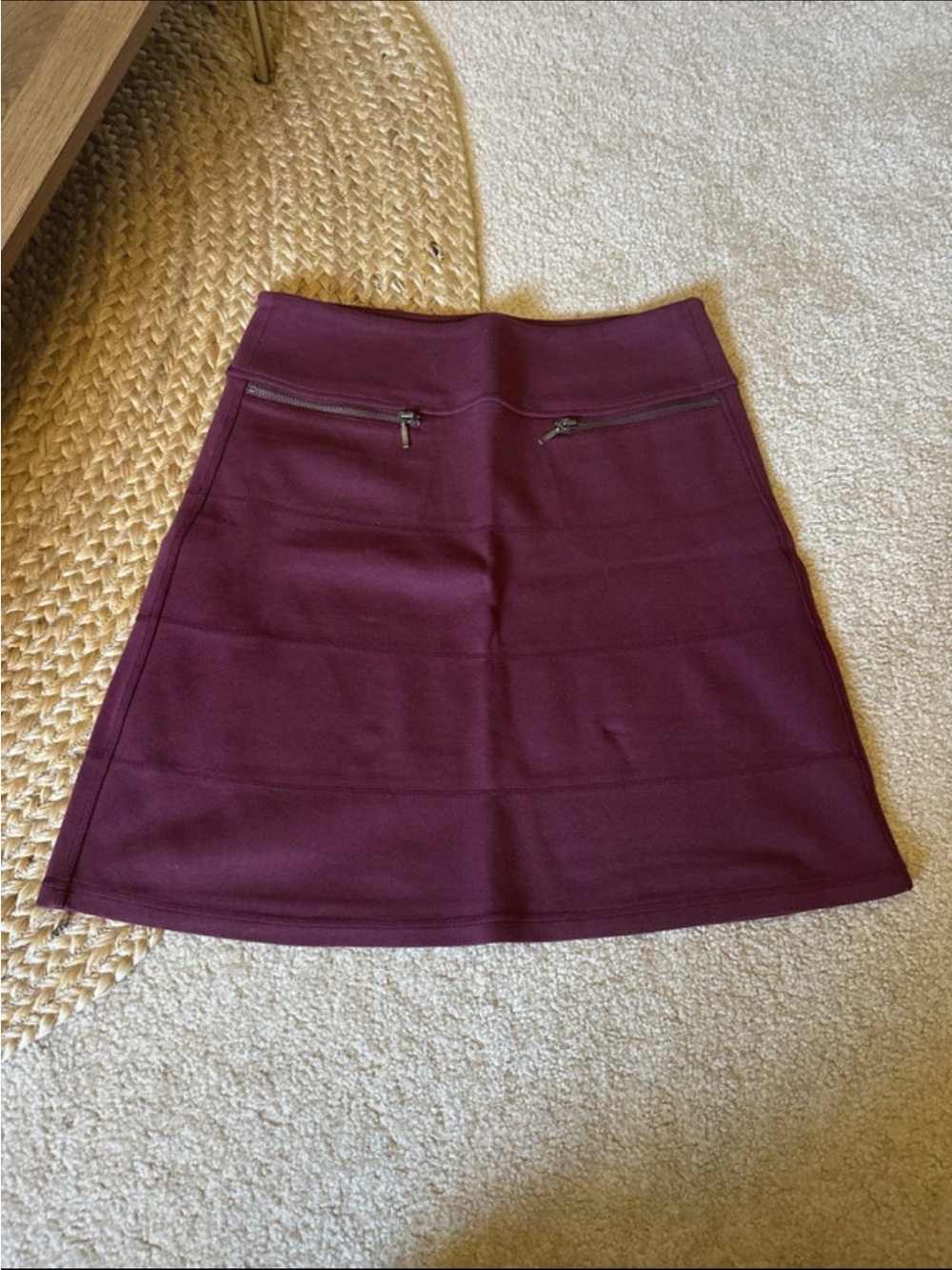 Women's Burgundy A-Line Skirt with Front Zips